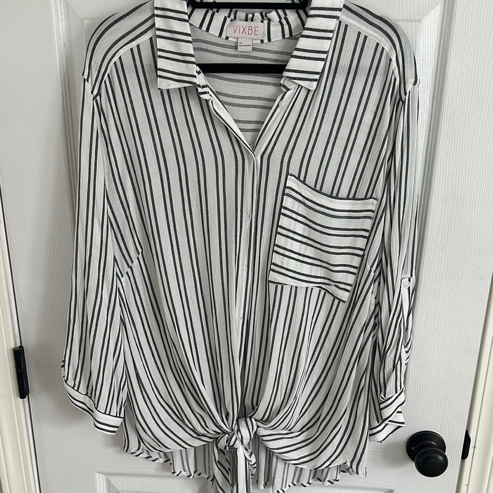 Vixbe Striped Black and White Blouse